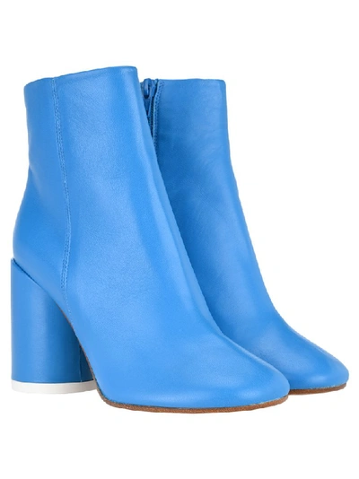 Shop Mm6 Maison Margiela Block Heel Boots In Blue