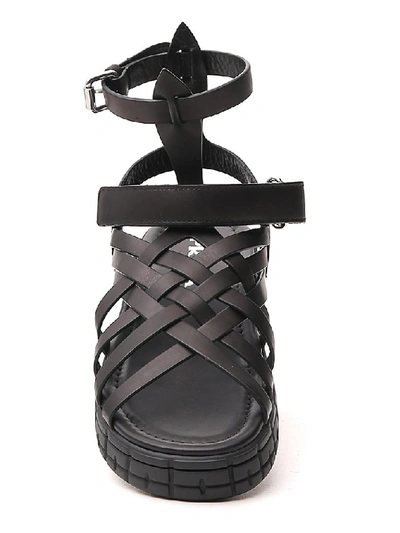Shop Prada Woven Strapped Sandals In Black