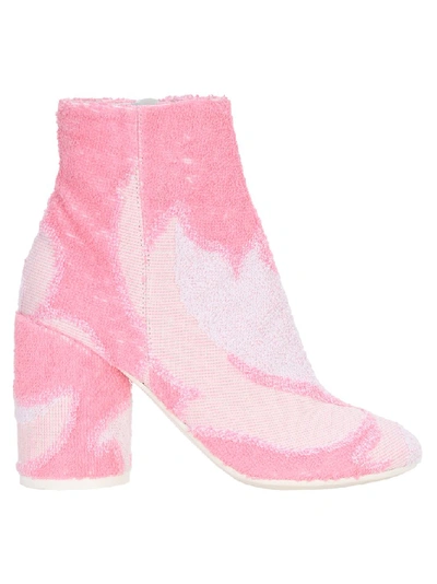 Shop Mm6 Maison Margiela Patchwork Motif Ankle Boots In Pink