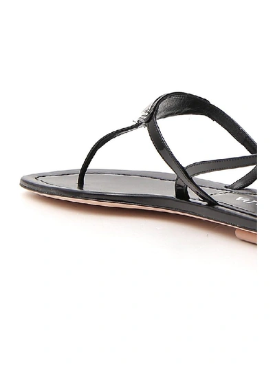 Shop Prada Logo Plaque Thong Sandals In Black