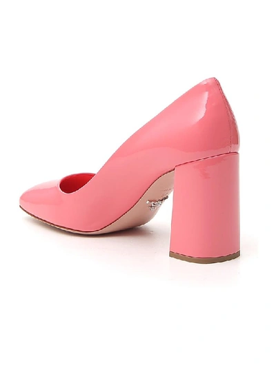 Shop Prada Square Toe Block Heel Pumps In Pink