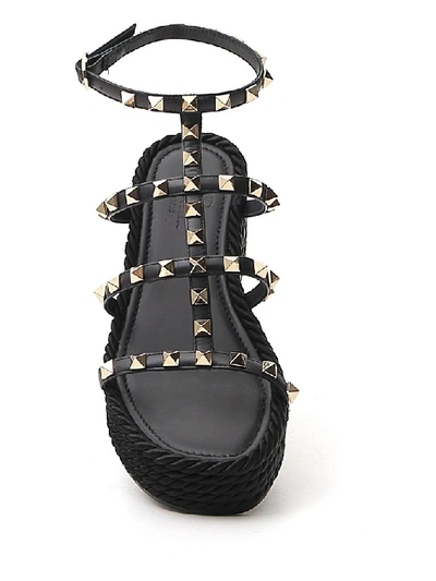 Shop Valentino Garavani Rockstud Platform Sandals In Black