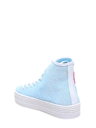 Shop Chiara Ferragni Glittered High Top Sneakers In Blue