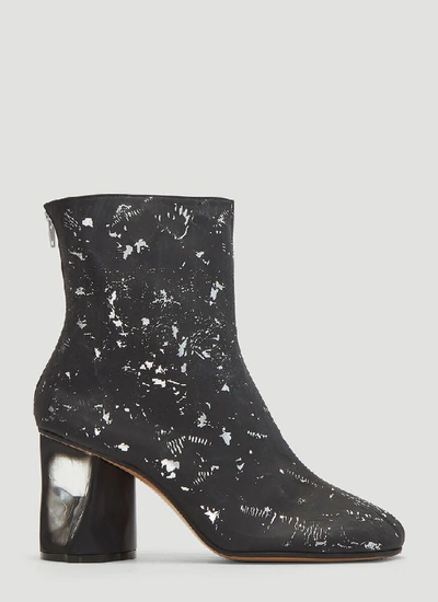 Shop Maison Margiela Metallic Detail Ankle Boots In Black