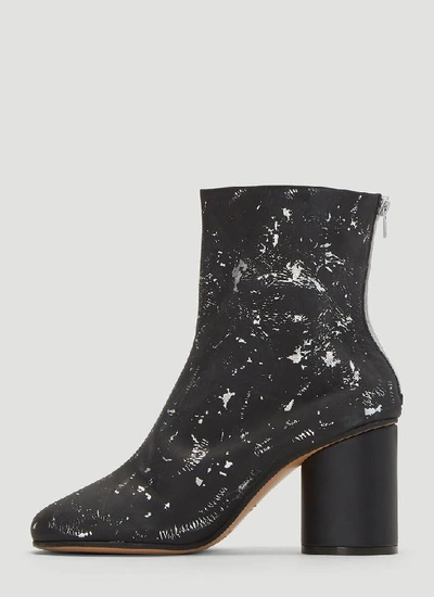 Shop Maison Margiela Metallic Detail Ankle Boots In Black