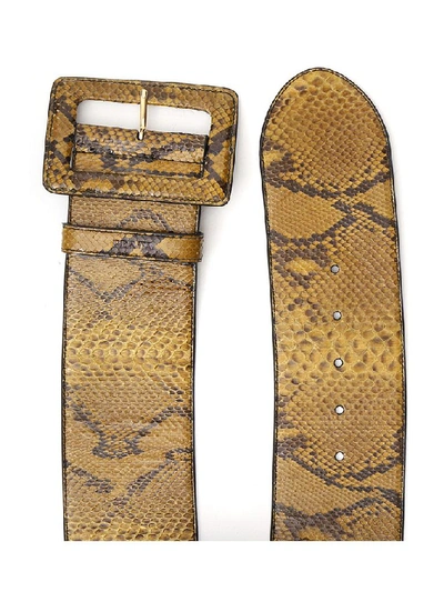 Shop Prada Animal Print Effect Buckle Belt In Yellow