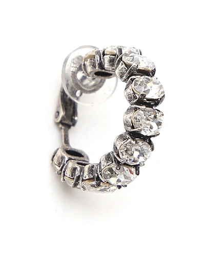 Shop Saint Laurent Crystal Embellished Earring Set In Silver