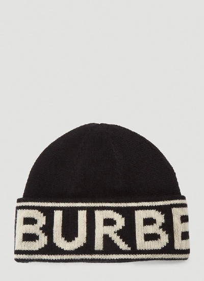 Shop Burberry Logo Knit Beanie In Black