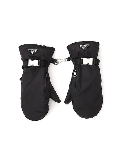 Shop Prada Buckled Gloves In Black