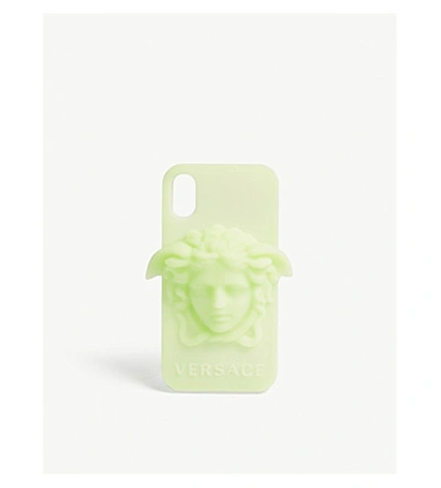 Shop Versace Medusa Logo Silicone Iphone X Case In Glow In The Dark