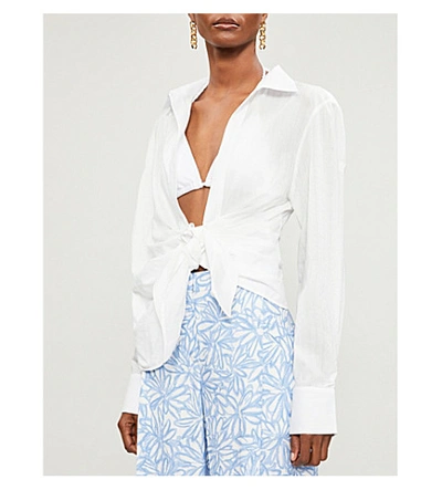 Shop Jacquemus La Chemise Bahia Cotton Top In White