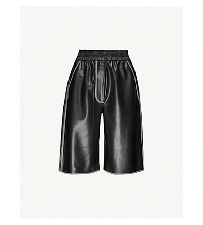 Shop Nanushka Yolie High-rise Faux-leather Shorts In Black