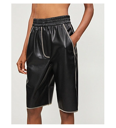 Shop Nanushka Yolie High-rise Faux-leather Shorts In Black