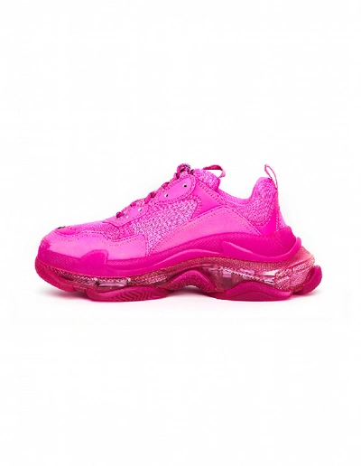 Balenciaga Triple S Clear Sole Logo-embroidered Foam And Mesh Sneakers In Pink
