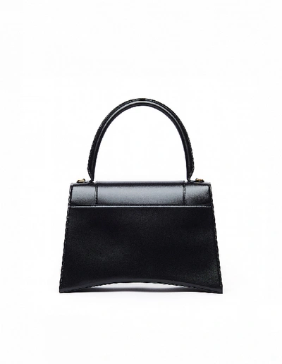 Shop Balenciaga Black Leather Medium Hourglass Bag In White