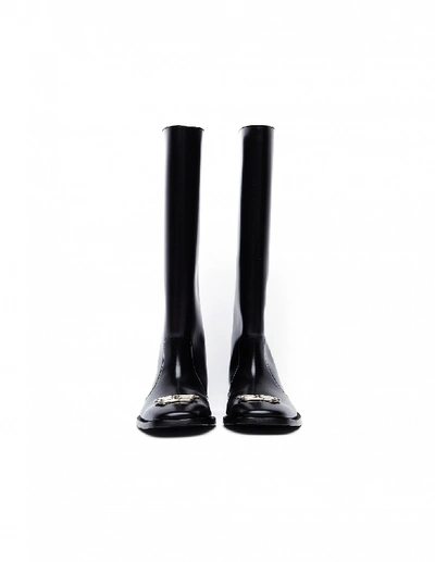 Shop Balenciaga Black Leather Rain Bb Boots In White