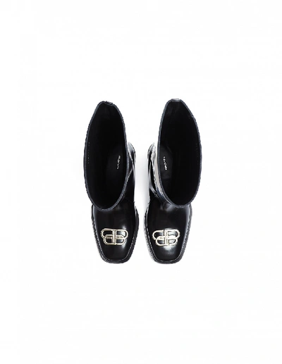 Shop Balenciaga Black Leather Rain Bb Boots In White