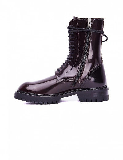 Shop Ann Demeulemeester Burgundy Leather Boots In White