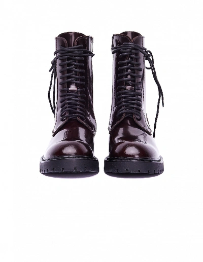 Shop Ann Demeulemeester Burgundy Leather Boots In White