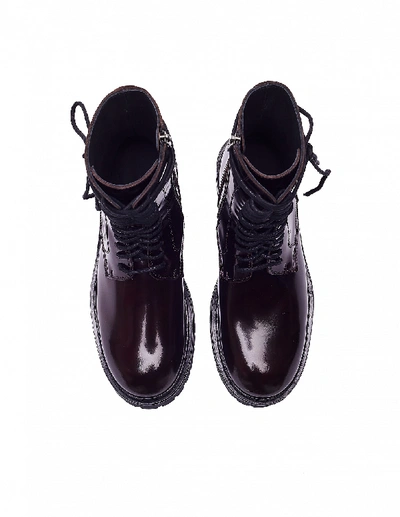 Shop Ann Demeulemeester Burgundy Leather Boots In White