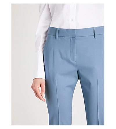 Shop Theory Treeca Cropped Stretch-wool Tapered Trousers In Blue Willow