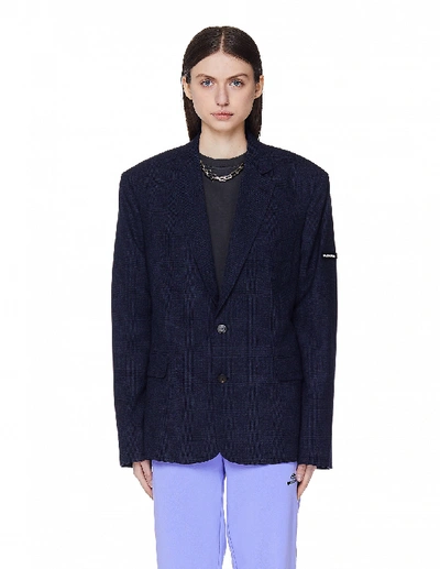 Shop Balenciaga Navy Blue Wool Jacket