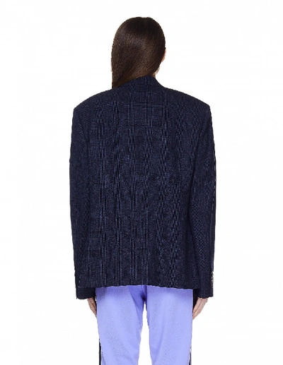 Shop Balenciaga Navy Blue Wool Jacket