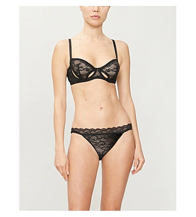 Shop Aubade Rosessence High-rise Stretch-lace Briefs In Black