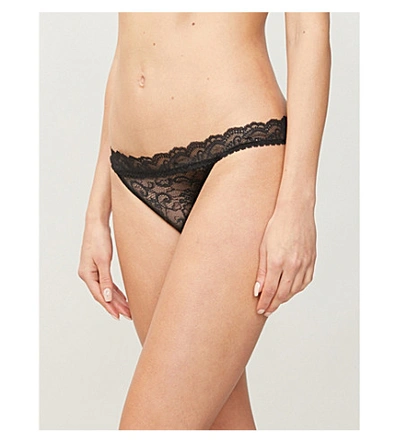 Shop Aubade Rosessence High-rise Stretch-lace Briefs In Black