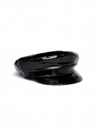 Shop Ann Demeulemeester Black Leather Cap