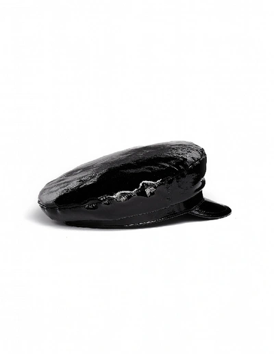 Shop Ann Demeulemeester Black Leather Cap