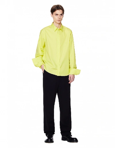 Shop Balenciaga Neon Yellow Cotton Shirt