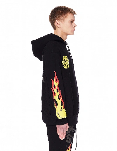 Black hoodie with flames best sale on sleeves