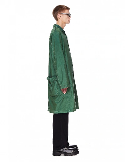 Shop Jil Sander Green Silk Blend Coat