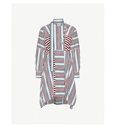 Shop Sportmax Tela Striped Crepe Midi Dress In Bianco/melogran