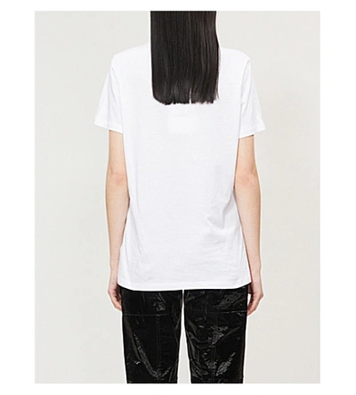 Shop Moncler Metallic Logo-print Cotton-jersey T-shirt In White
