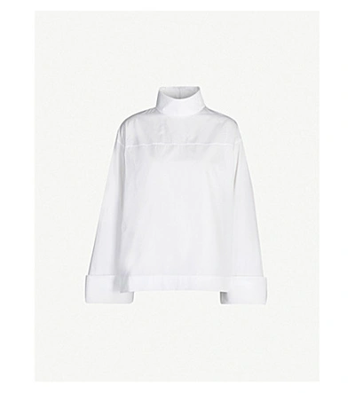 Shop The Row Mayomi Oversized Turtleneck Cotton Blouse In White