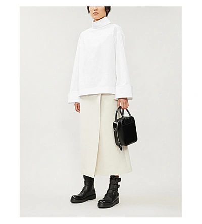 Shop The Row Mayomi Oversized Turtleneck Cotton Blouse In White