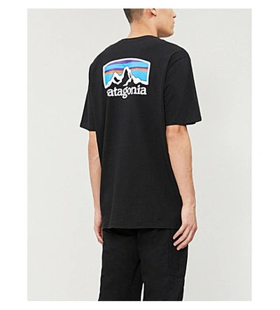 Shop Patagonia Logo-print Recycled Cotton-blend Jersey T-shirt In Black