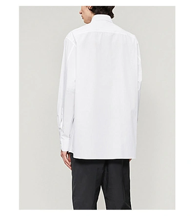 Shop Valentino Dreamers Logo-print Cotton-poplin Shirt In White+black