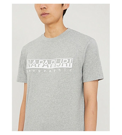 Shop Napapijri Logo-print Cotton-jersey T-shirt In White