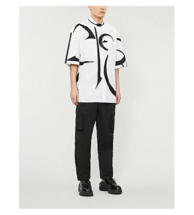 Shop Givenchy Oversized Logo-print Cotton Shirt In White+black