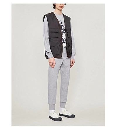 Shop Paul Smith Graphic-appliqué Tapered Cotton-jersey Jogging Bottoms In Melange