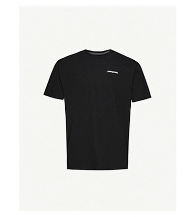 Shop Patagonia Mens Black Logo-print Recycled Cotton-blend T-shirt