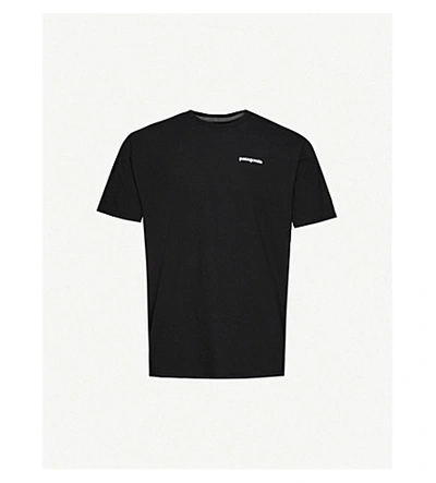 Shop Patagonia Logo-print Recycled Cotton-blend T-shirt In Black