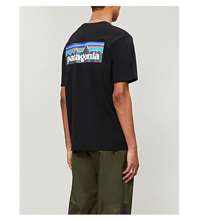 Shop Patagonia Mens Black Logo-print Recycled Cotton-blend T-shirt