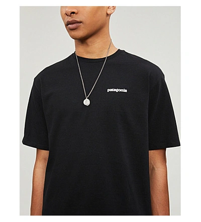 Shop Patagonia Mens Black Logo-print Recycled Cotton-blend T-shirt