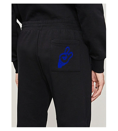 Shop Paul Smith Graphic-appliqué Tapered Cotton-jersey Jogging Bottoms In Black