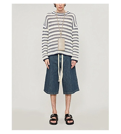 Shop Loewe Drawstring-waistband Boxy-fit Denim Shorts In Indigo