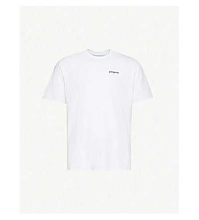 Shop Patagonia Logo-print Recycled Cotton-blend Jersey T-shirt In White